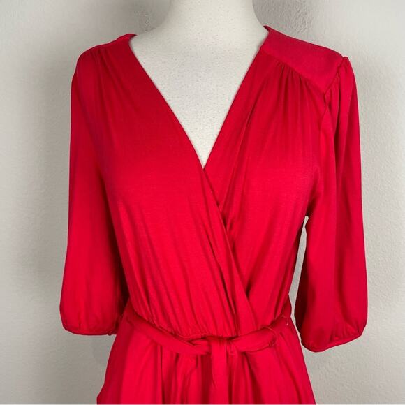 Draper James Red Knit RSVP Faux Wrap Dress Medium - Picture 4 of 10